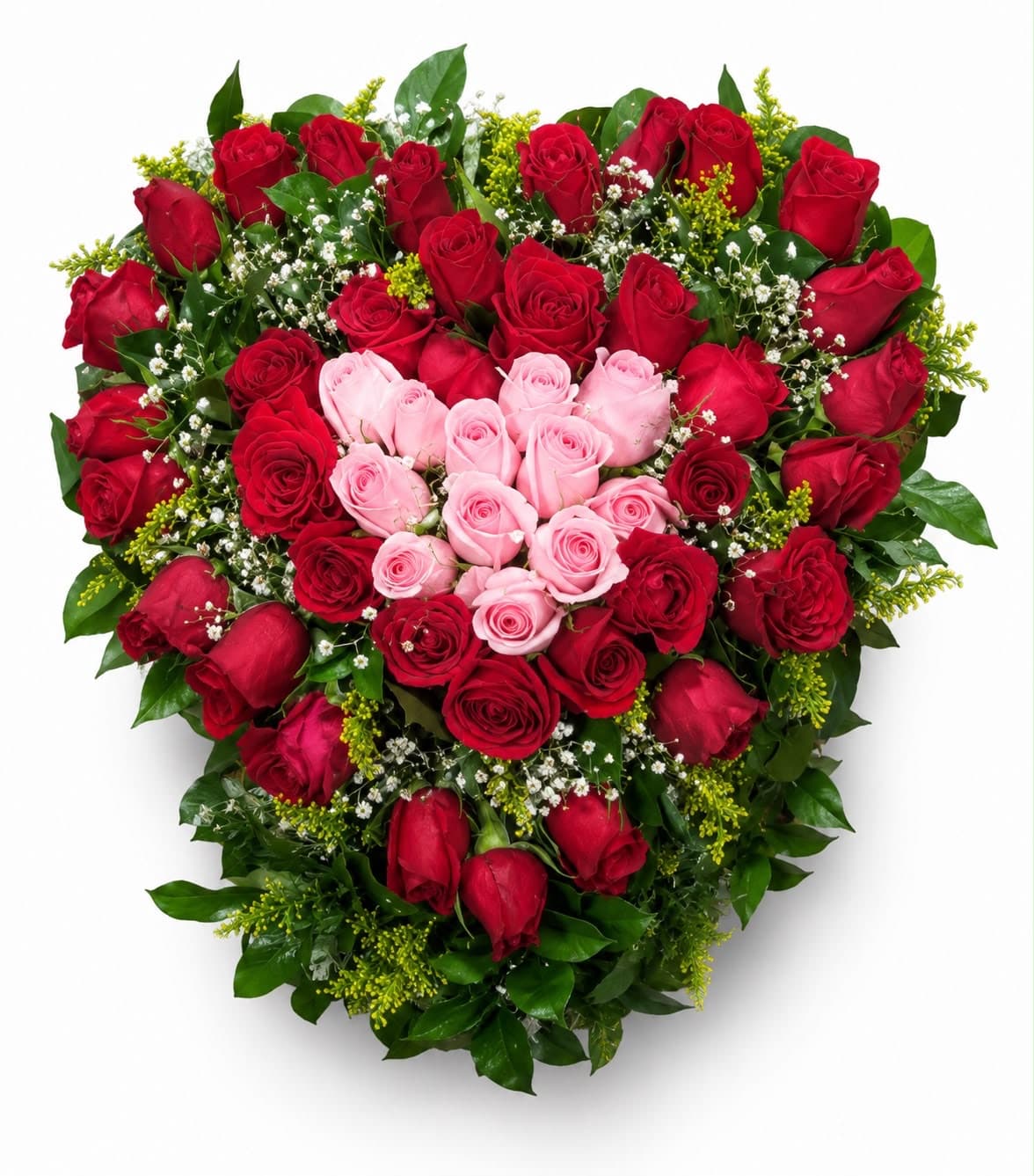 Arreglo Floral en Forma de Corazón con 47 Rosas