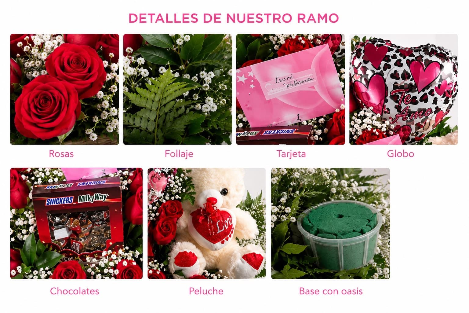 Canasta Floral con 14 Rosas Rojas Chocolates Peluche y Globo