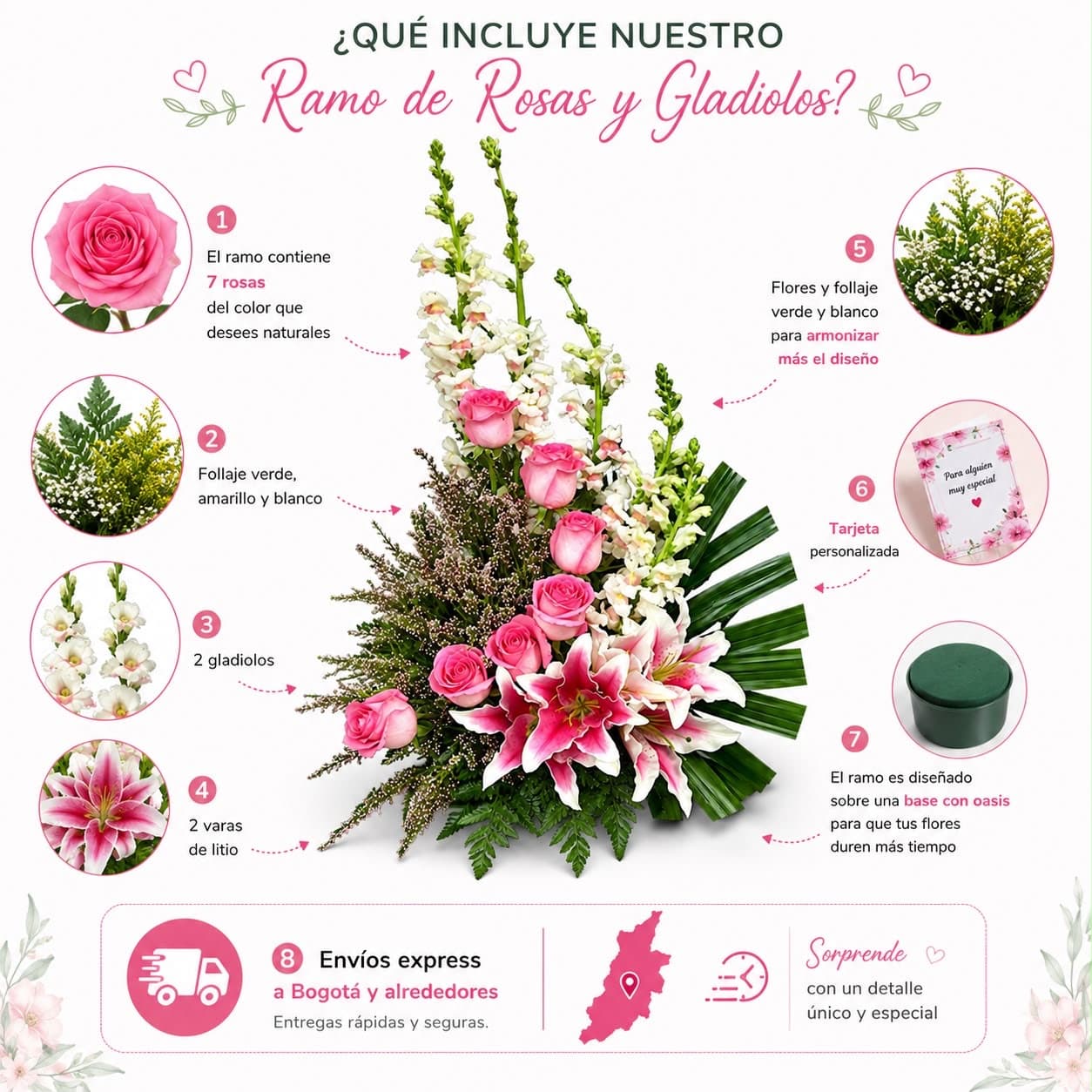 Arreglo Floral Elegante con Rosas, Lirios y Gladiolos