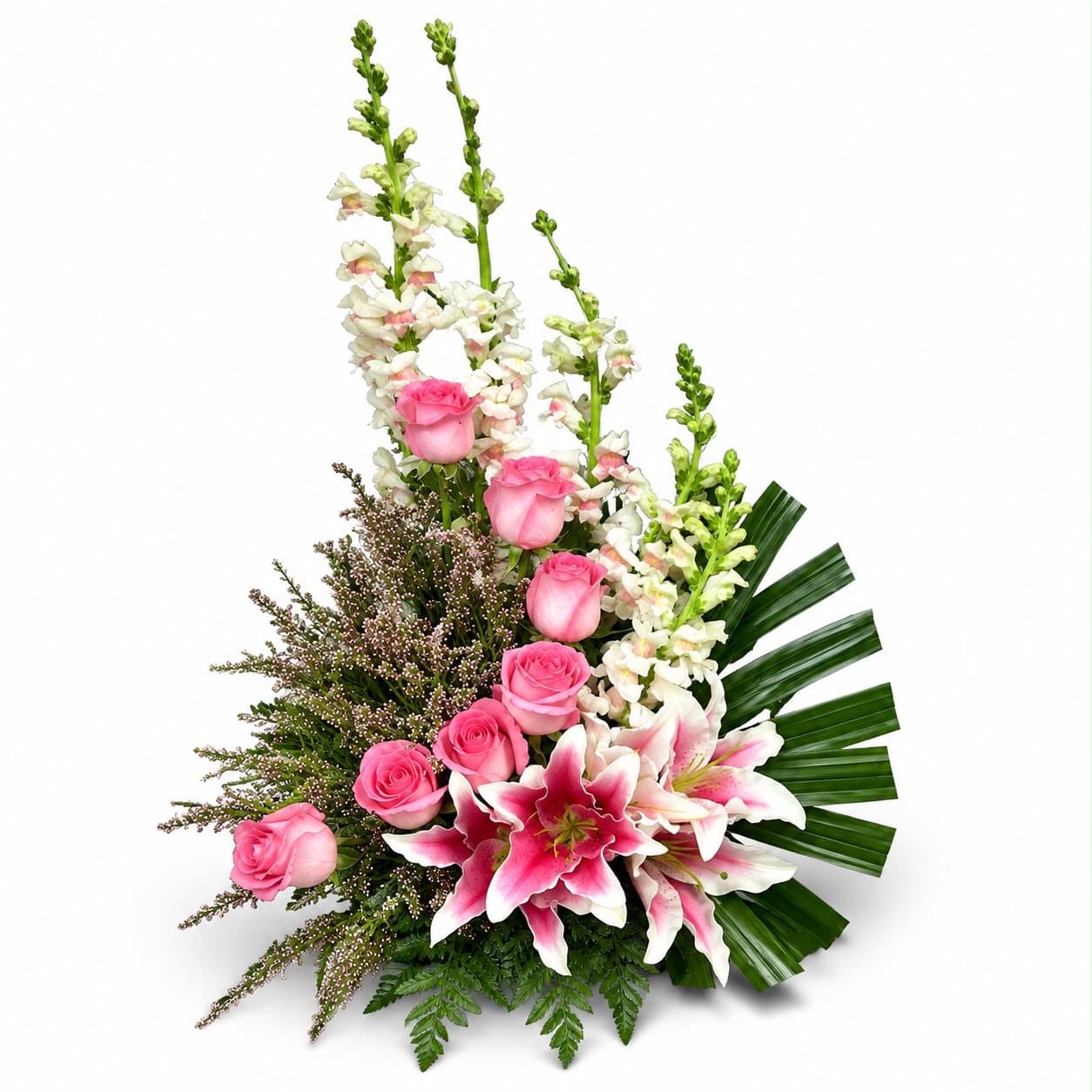 Arreglo Floral Elegante con Rosas, Lirios y Gladiolos