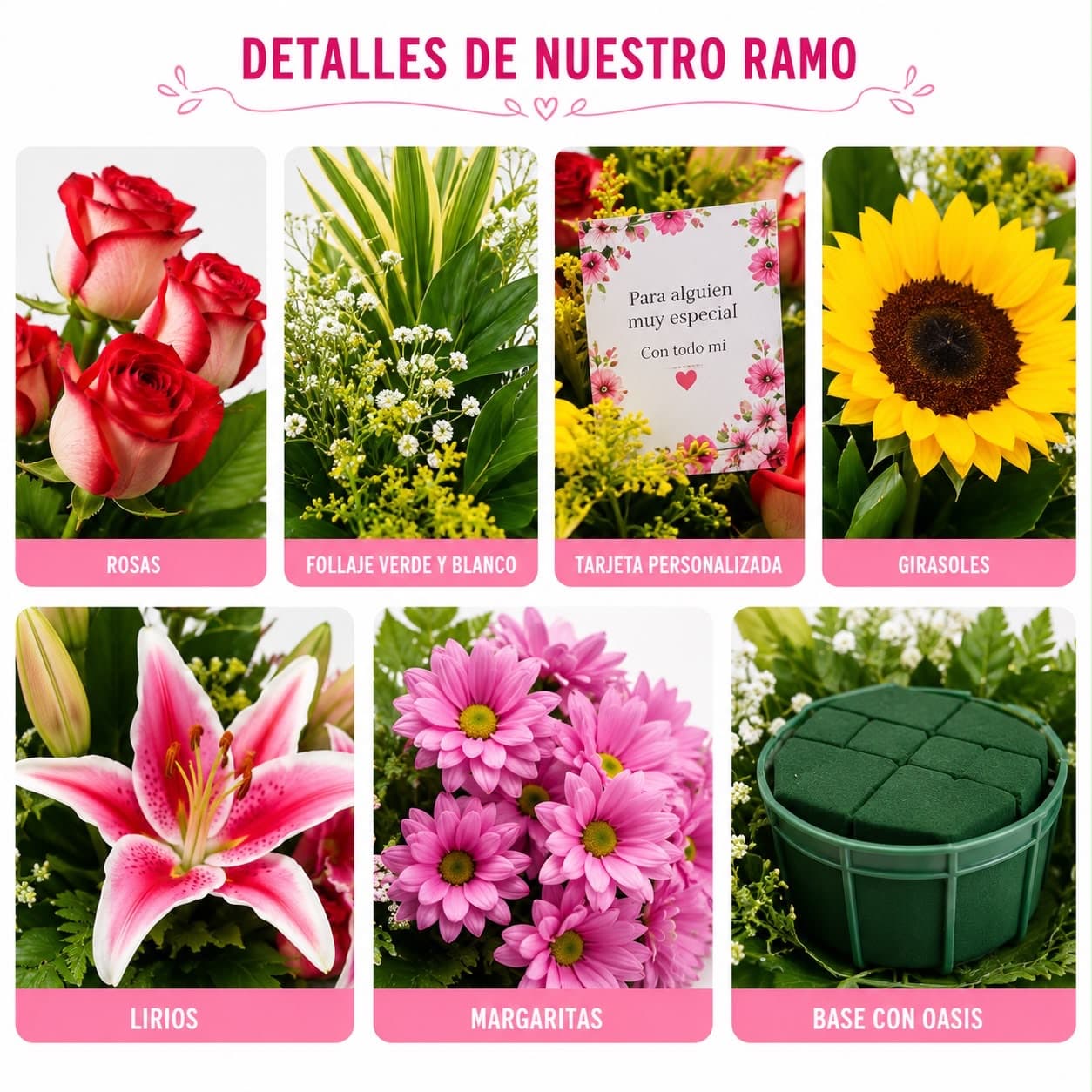 Arreglo Floral Piramidal con Rosas, Girasoles y Lirios
