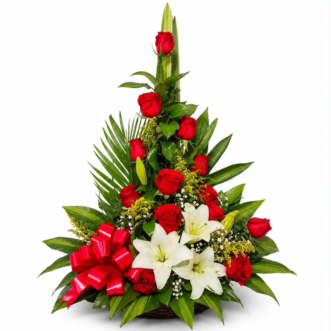 Arreglo Floral Piramidal con Rosas y Lirios