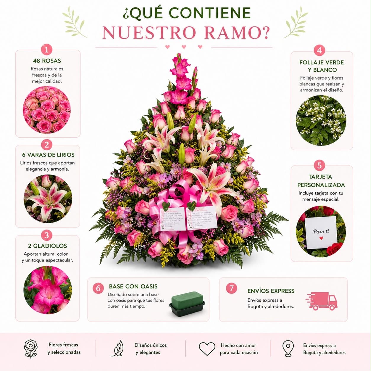 Arreglo Floral Gran Lujo con Rosas, Lirios y Gladiolos