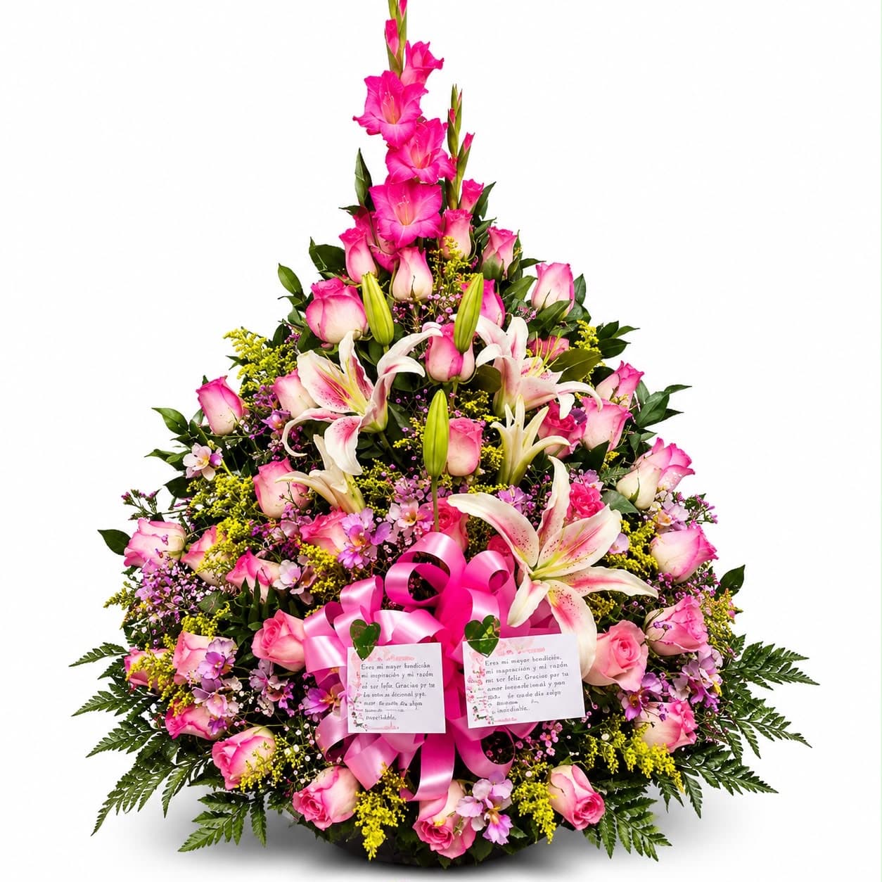 Arreglo Floral Gran Lujo con Rosas, Lirios y Gladiolos