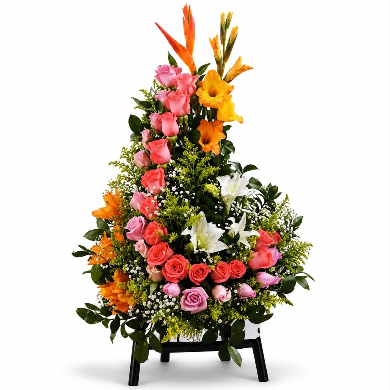 Arreglo Floral Premium con Rosas, Lirios y Gladiolos