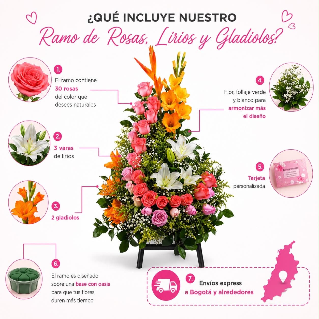 Arreglo Floral Premium con Rosas, Lirios y Gladiolos