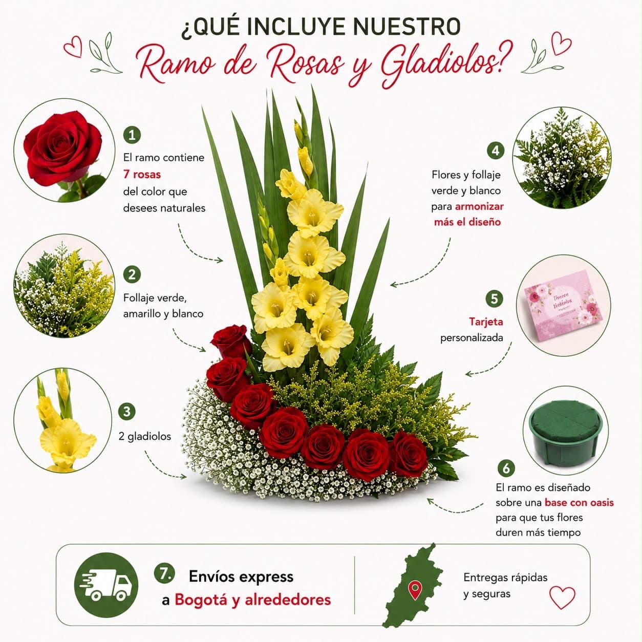 Arreglo Floral Estilizado con Rosas y Gladiolos